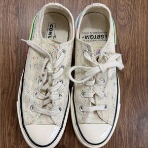 Converse Kids Ivory Canvas Low-Top Sneakers with Rainbow Speckle